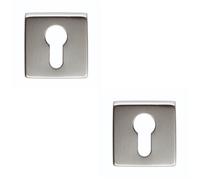 Loops 2 Pack - Screwless Round Euro Profile Escutcheon - Satin Chrome 50mm Door Key Plate