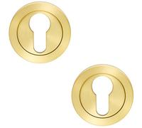 Loops 2 Pack - Screwless Round Euro Profile Escutcheon - Satin Pvd 52mm Key Cover Plate