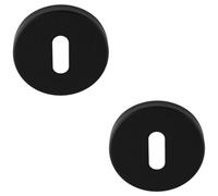 Loops 2 Pack - Screwless Round Standard Lock Profile Escutcheon Matt Black 52mm Door Key Plate