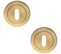 Loops 2 Pack - Screwless Round Standard Lock Profile Escutcheon Satin Pvd 52mm Key Cover Plate