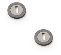 Loops 2 Pack - Screwless Round Standard Profile Escutcheon - Dark Bronze 50mm Lock Key Plate