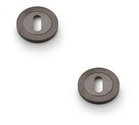 Loops 2 Pack - Screwless Round Standard Profile Escutcheon Dark Bronze Pvd 50mm Lock Key Plate