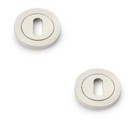 Loops 2 Pack - Screwless Round Standard Profile Escutcheon Polished Nickel 50mm Lock Key Plate