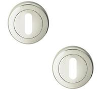 Loops 2 Pack - Screwless Round Standard Profile Escutcheon Polished Nickel 51mm Lock Key Plate