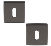 Loops 2 Pack - Screwless Square Standard Profile Escutcheon - Anthracite 50mm Lock Key Plate