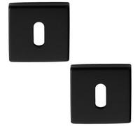 Loops 2 Pack - Screwless Square Standard Profile Escutcheon - Matt Black 50mm Lock Key Plate