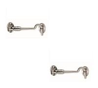 Loops 2 Pack - Silent Pattern Cabin Hook & Eye Bright Stainless Steel 100mm Arm Cabinet Hatch
