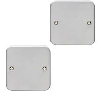 Loops 2 Pack Single Heavy Duty Metal Clad Blanking Plate Round Edged Wall Box Hole