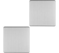 Loops 2 Pack Single Screwless Satin Steel Blanking Plate Round Edged Wall Hole Cover
