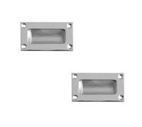 Loops 2 Pack Sleek 89mm Satin Chrome Flush Pulls For Doors And Drawers - Recessed Door Handle