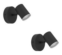 Loops 2 Pack Sleek Black Gu10 Ceiling Spotlight For Modern Bathroom Lighting