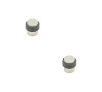 Loops 2 Pack Sleek Cylinder Floor Mounted Door Stop In Satin Nickel - 36X28mm Protection - Rubber Stopper Protector