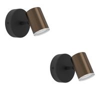 Loops 2 Pack Sleek Modern Bronze And Black Led Ceiling Spotlight For Bathroom Lighting