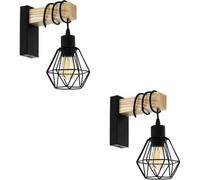 Loops 2 Pack Sleek Modern Design Black And Brown Led Wall Light For Indoor Spaces - 24Cm