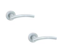Loops 2 Pack Sleek Satin Chrome Curve Door Handle On Rose For Modern And Traditional Interiors - Interior Handle