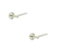 Loops 2 Pack Sleek Satin Nickel Chamfered Rose Door Handle For Modern Interiors - Solid Brass Interior Handle