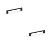 Loops 2 Pack - Slim Square Bar Pull Handle - Matt Black - 160mm Centres Solid Brass Drawer
