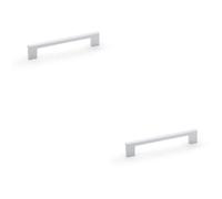 Loops 2 Pack - Slim Square Bar Pull Handle - Polished Chrome - 160mm Centres Solid Brass Drawer