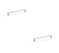 Loops 2 Pack - Slim Square Bar Pull Handle - Polished Chrome - 224mm Centres Solid Brass Drawer
