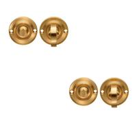 Loops 2 Pack - Small Bathroom Thumbturn Lock And Release Handle 67mm Spindle Satin Brass