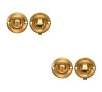 Loops 2 PACK - Small Bathroom Thumbturn Lock And Release Handle 67mm Spindle Satin Brass