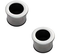 Loops 2 Pack - Small Recessed Sliding Door Flush Pull - 29mm Round 23mm Depth Polished Chrome