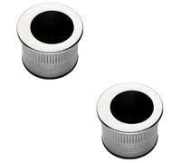 Loops 2 Pack - Small Recessed Sliding Door Flush Pull - 29mm Round 23mm Depth Satin Chrome