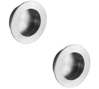 Loops 2 Pack - Small Recessed Sliding Door Flush Pull - 50mm Round 12mm Depth Satin Steel