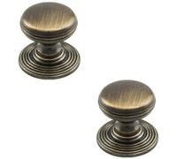 Loops 2 Pack - Smooth Ringed Cupboard Door Knob 28mm Diameter Florentine Bronze Cabinet Handle