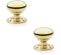 Loops 2 Pack - Solid Brass Mortice Smooth Mushroom Door Knob - Polished Brass 51mm Diameter