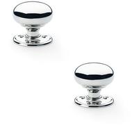 Loops 2 Pack - Solid Brass Mortice Smooth Mushroom Door Knob - Polished Chrome 51mm Diameter