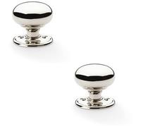 Loops 2 Pack - Solid Brass Mortice Smooth Mushroom Door Knob - Polished Nickel 51mm Diameter