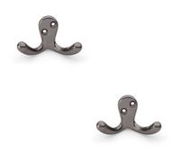 Loops 2 Pack - Solid Brass Victorian Double Robe Coat Hook - Wall Mounted Holder Dark Bronze