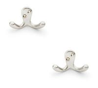 Loops 2 Pack - Solid Brass Victorian Double Robe Coat Hook - Wall Mounted Holder Satin Nickel