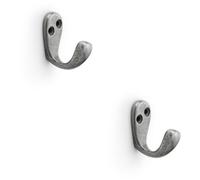 Loops 2 Pack - Solid Brass Victorian Single Robe Coat Hook - Wall Mounted Holder Antique Iron