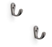Loops 2 Pack - Solid Brass Victorian Single Robe Coat Hook - Wall Mounted Holder Dark Bronze