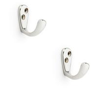 Loops 2 Pack - Solid Brass Victorian Single Robe Coat Hook Wall Mounted Holder Polished Nickel