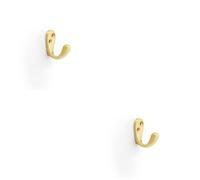 Loops 2 Pack - Solid Brass Victorian Single Robe Coat Hook - Wall Mounted Holder Satin Brass