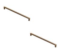 Loops 2 Pack - Square Block Pull Handle 330 X 10mm 320mm Fixing Centres Antique Brass