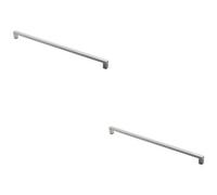Loops 2 Pack - Square Block Pull Handle 330 X 10mm 320mm Fixing Centres Polished Chrome