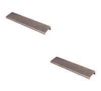 Loops 2 Pack - Square Edge Finger Pull Handle - Antique Brass 200mm - Slim Cupboard Drawer