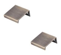 Loops 2 Pack - Square Edge Finger Pull Handle - Antique Brass 40mm - Slim Cupboard Drawer