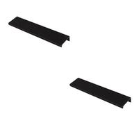 Loops 2 Pack - Square Edge Finger Pull Handle - Matt Black 200mm - Slim Cupboard Drawer