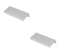 Loops 2 Pack - Square Edge Finger Pull Handle - Polished Chrome 100mm - Slim Cupboard Drawer