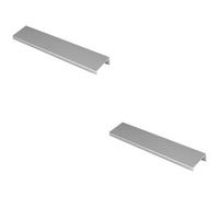 Loops 2 Pack - Square Edge Finger Pull Handle - Polished Chrome 200mm - Slim Cupboard Drawer