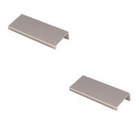 Loops 2 Pack - Square Edge Finger Pull Handle - Satin Nickel 100mm - Slim Cupboard Drawer