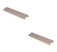 Loops 2 Pack - Square Edge Finger Pull Handle - Satin Nickel 200mm - Slim Cupboard Drawer