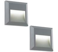Loops 2 PACK Square IP65 Guide Light - Indirect 1.1W Warm White LED - Gray ABS Loops White