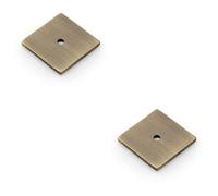 Loops 2 Pack - Square Kitchen Door Knob Backplate - Antique Brass 38mm X 38mm Cabinet Plate