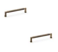 Loops 2 Pack - Square Knurled Pull Handle - Antique Brass - 160mm Centres Premium Drawer Door